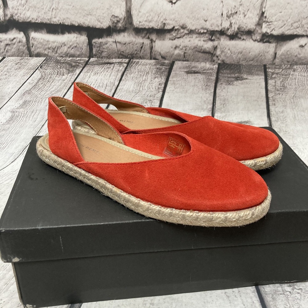 Saks fifth Avenue Shoes Womens size 6 Red D'orsay Espadrille Coral Slip On flats